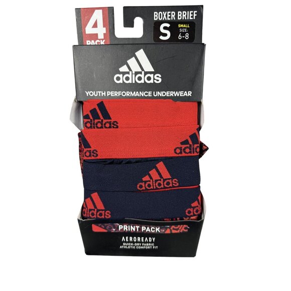 adidas Other - Adidas Youth Performance Aeroready Boxer Briefs 4-Pack Size S 6-8 Red/Navy Polye